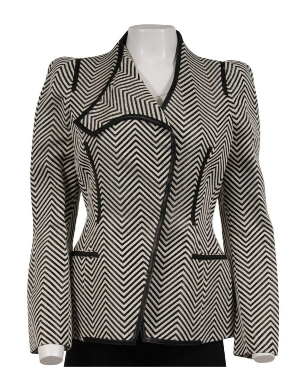 Tom Ford Herringbone Jacket IT 42 Black White Nylon Cotton Blend Blazer Coat